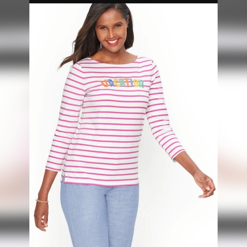 Talbots 3/4 Sleeve Vacation Tee Size XLP - Picture 2 of 5